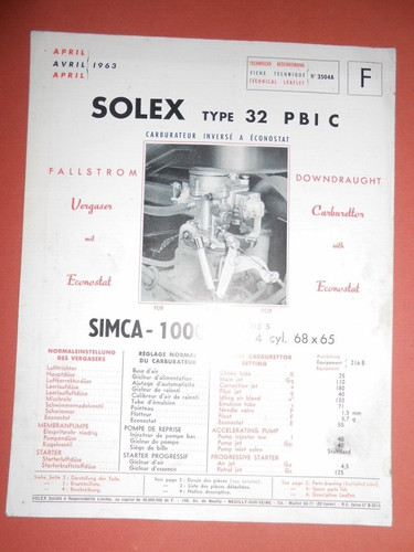 Carburateur solex pbic - 32,