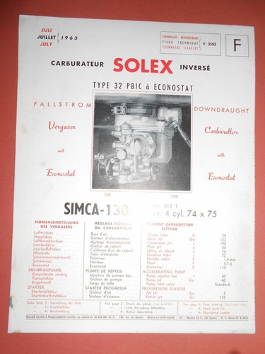 Carburateur solex pbic à - solex,